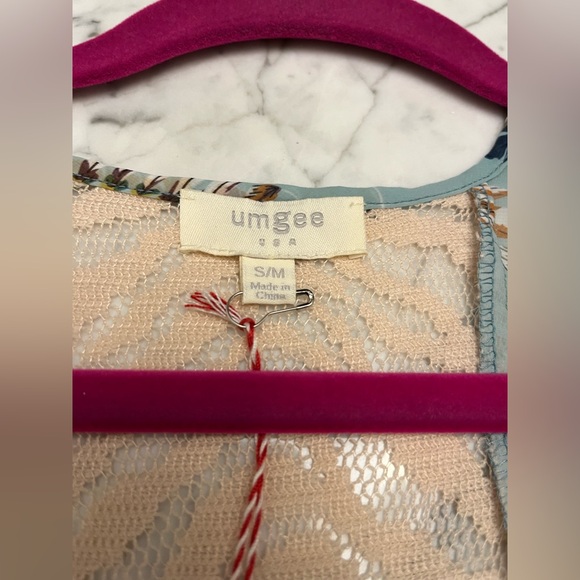 New Umgee Teal Tribal Feather Print Open Kimono Cover-Up S/M Chic & Breezy! NWT - Picture 16 of 16